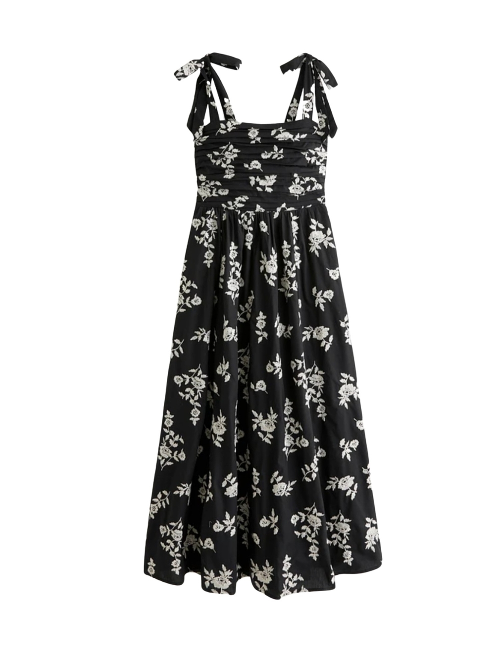 Abercrombie & Fitch Black and White Floral Tie-Strap Emerson Maxi Dress XS Tall - Picture 3 of 15